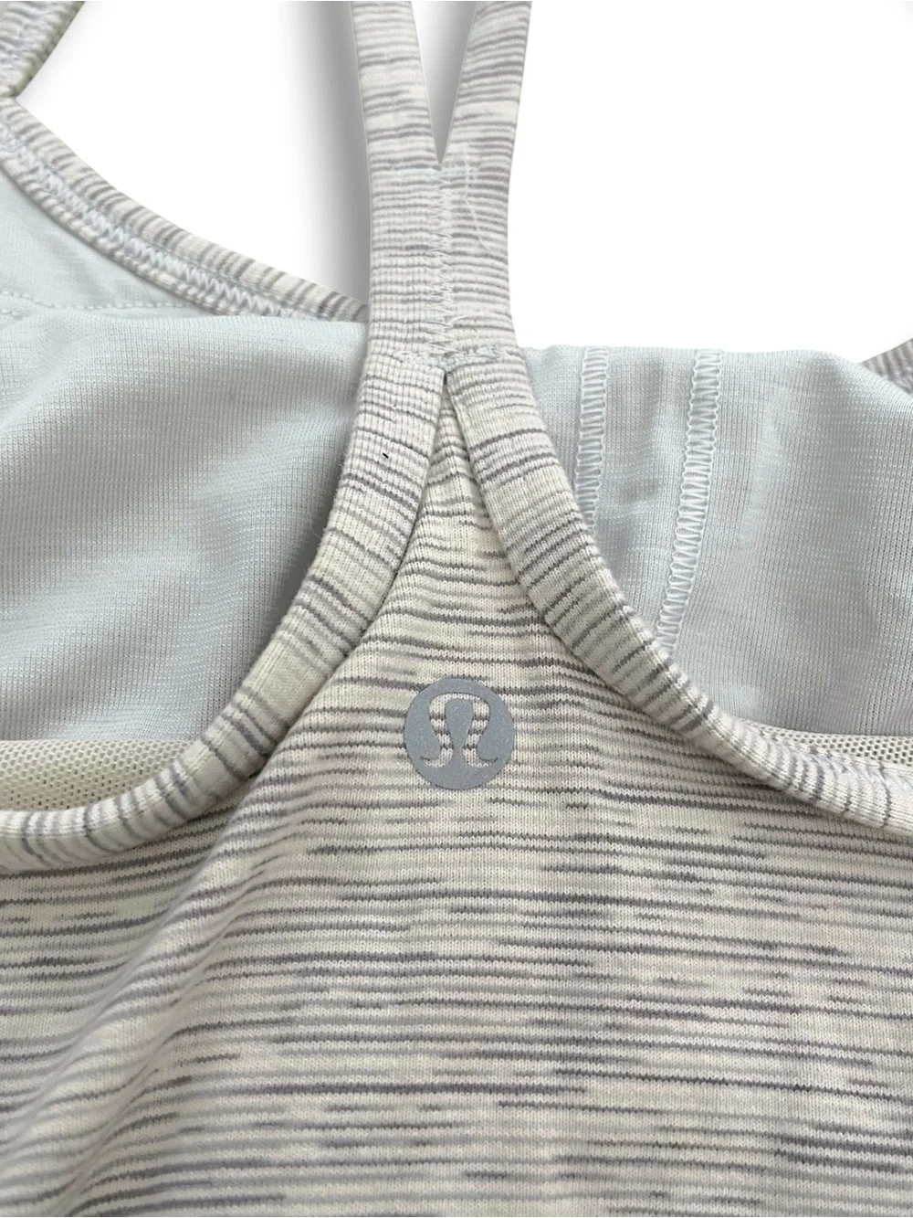 Lululemon Power Y Pink Gray Heathered Strappy Athletic Tank Top size 6